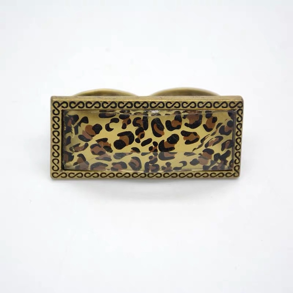 Two finger leopard vintage punk rings